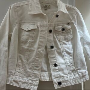 White Denim Jacket with Black Buttons